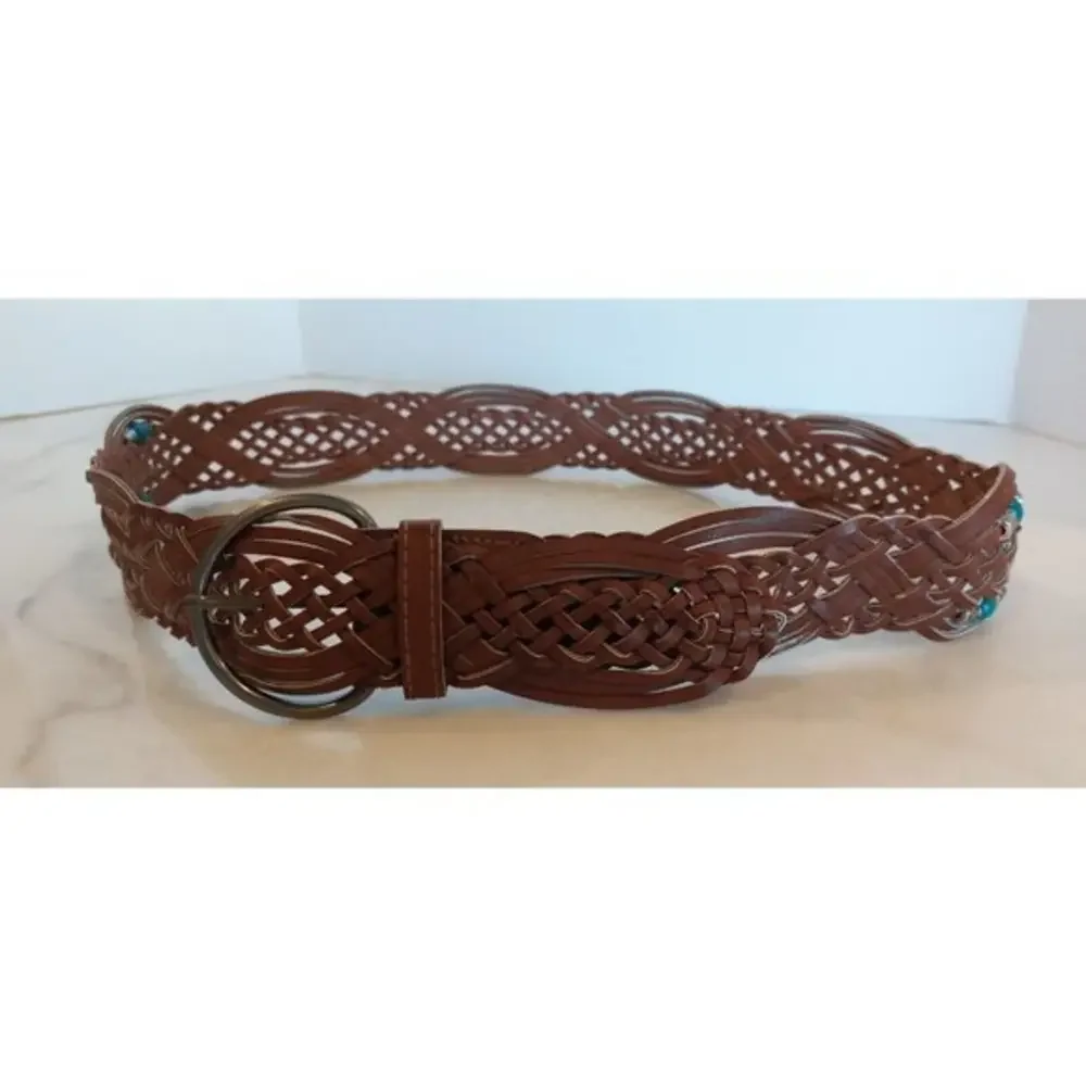 Braided Belt w/ Faux TURQUOISE Accents Women's Western Boho Southwest Sz 5 - 40